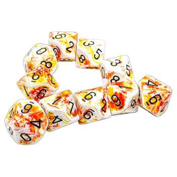 Chessex - Brush Dice 10d10 Die Set - Sunrise/Black