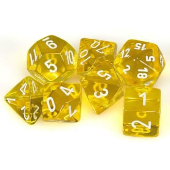 Poly 7 Dice Set: Translucent Yellow w/White