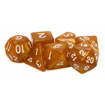Poly 7 Dice Set: Acrylic - Orange/white