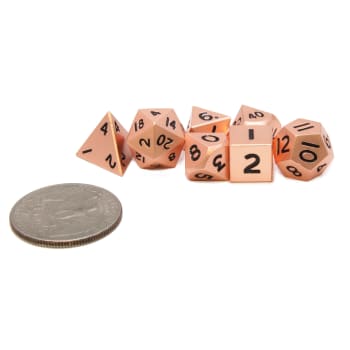 Poly 7 Dice Set: Mini Metal - Pearl/Copper