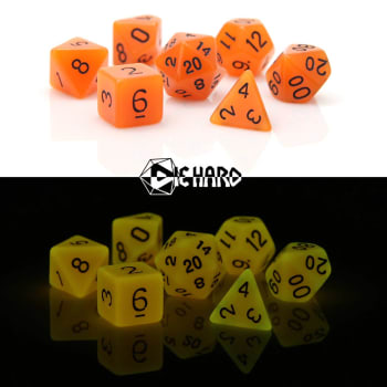 Poly 7 Dice Set: Glow in the Dark - Dark Orange