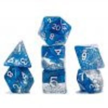 Poly 7 Halfsies Dice Set: Glitter Blue