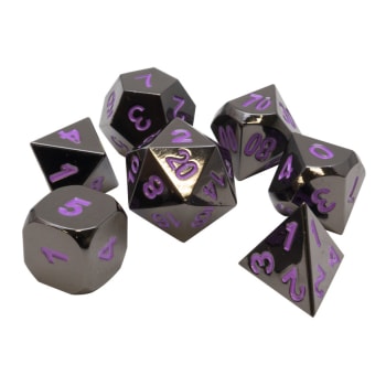 Poly 7 Dice Set: Metal - Gunmetal w/ Purple