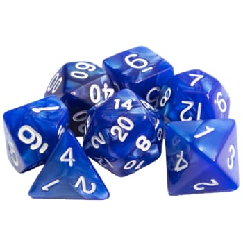 Poly 7 Dice Set: Marble - Blue w/ White