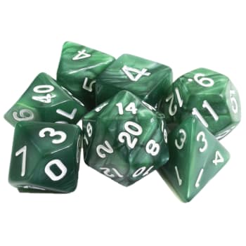 Poly 7 Dice Set: Marble - Green w/ White