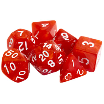 Poly 7 Dice Set: Marble - Red w/ White