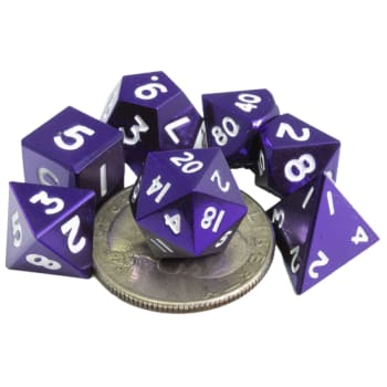 Poly 7 Dice Set: Mini Metal - Purple w/ White