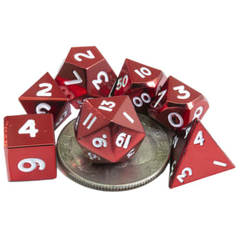 Poly 7 Dice Set: Mini Metal - Red w/ White