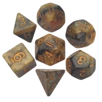 Poly 7 Dice Set: Combo Attack Black/Yellow w/Gold