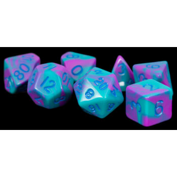 Poly 7 Dice Set: Purple & Teal w/Blue