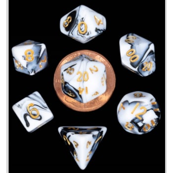 Poly 7 Dice Set: Mini Marble w/Gold