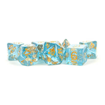 Poly 7 Dice Set: Resin Blue w/Gold Foil
