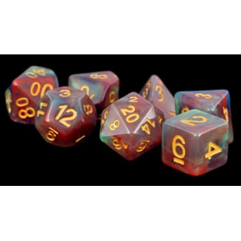 Poly 7 Dice Set: Red Pearl Swirl Resin