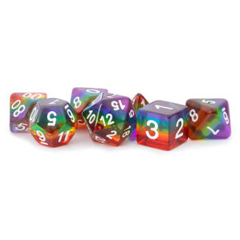 Poly 7 Dice Set: Translucent Rainbow Resin