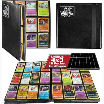 Monster Binder: 12 Pocket w/Side Loading Pages - Matte Black