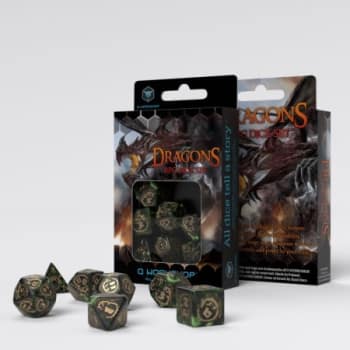 Poly 7 Dice Set: Dragons - Green/Gold