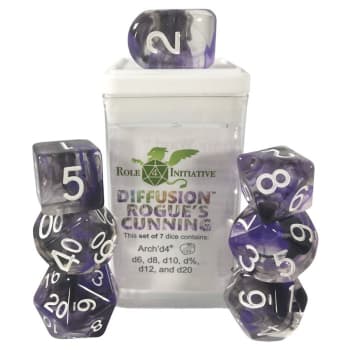 7ct. Dice Set with Arch'd4: Diffusion Rogue's Cunning