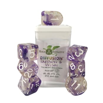 7ct. Dice Set with Arch'd4: Diffusion Djinni's Wish