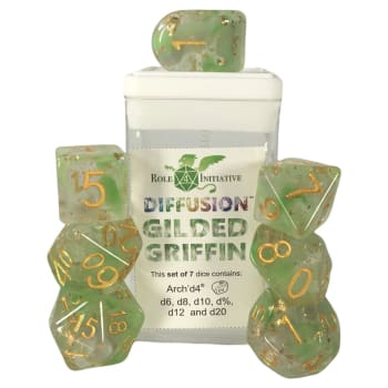 7ct. Dice Set with Arch'd4: Diffusion Gilded Griffin