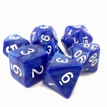 Poly 7 Dice Set: Sigil of Faith (7) Blue Pearl Opaque RPG 16mm