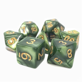 Poly 7 Dice Set: Druid's Summer (7) Grass Pearl Opaque RPG 16mm