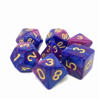 Poly 7 Dice Set: Prismatic Blast (7) Puple/Blue Fusion RPG 16mm