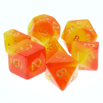 Poly 7 Dice Set: Lava Shock (7) Yellow/Orange Fusion RPG 16mm