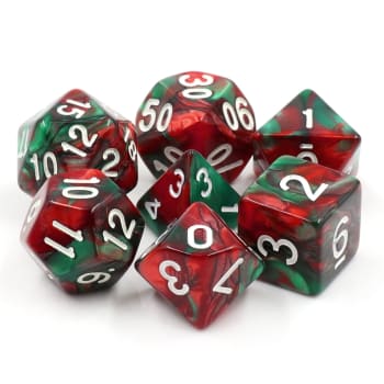 Poly 7 Dice Set: Hemogoblin - Green/Red Fusion