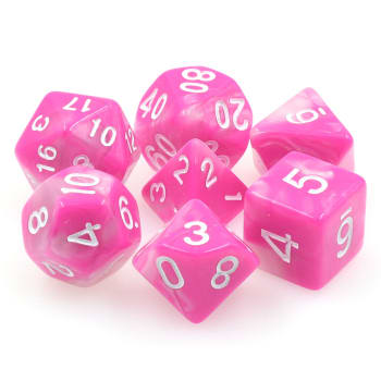 Poly 7 Dice Set: Panthers Purse - Pink/White Fusion