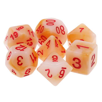 Poly 7 Dice Set: Scarab's Blood - White Jade R.F. Opaque