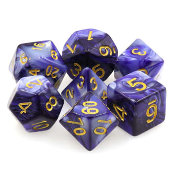 Poly 7 Dice Set: Sorcerous Storm - D.Purple/White Fusion