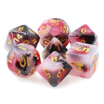 Poly 7 Dice Set: Soul Decay - Black/Red Jade Opaque