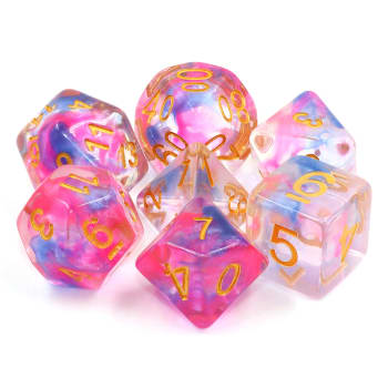 Poly 7 Dice Set: Inspired Dreams Pink&Blue Swirl Translucent