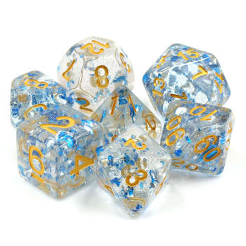 Poly 7 Dice Set: Let It Roll Translucent w/ Blue Flakes
