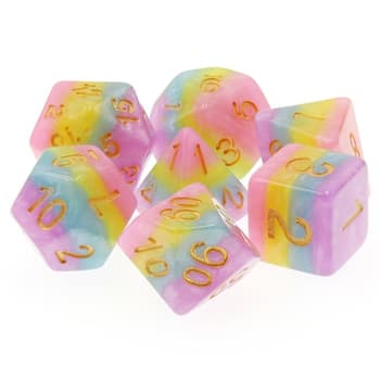 Poly 7 Dice Set: Rainbow Unicorn Dice - Pastel Rainbow Opaque