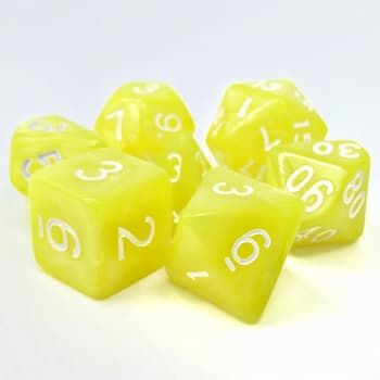 Poly 7 Dice Set: Golden Charm - Yellow Pearl Opaque