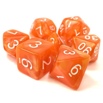 Poly 7 Dice Set: Sandman Sunrise - Orange Pearl Opaque