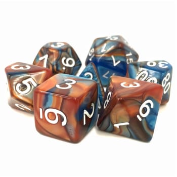 Poly 7 Dice Set: Scrying Stone - Blue/Gold Fusion