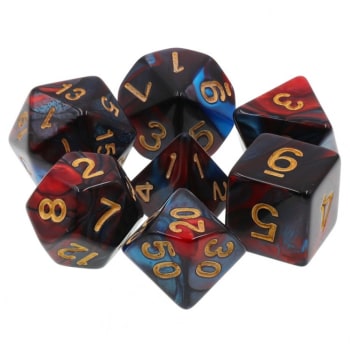 Poly 7 Dice Set: Red Son - Red/Blue Fusion