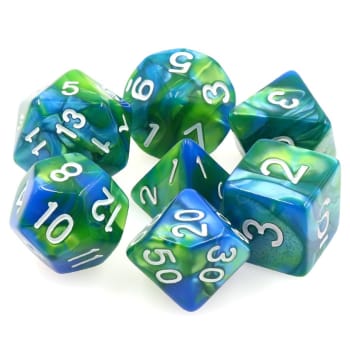 Poly 7 Dice Set: Sirens Call - Blue/Green Fusion