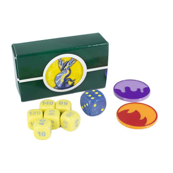 Pokemon - League Battle Deck Yellow/Blue Dice Set of 6 + Bonus Die w/ Condition Markers