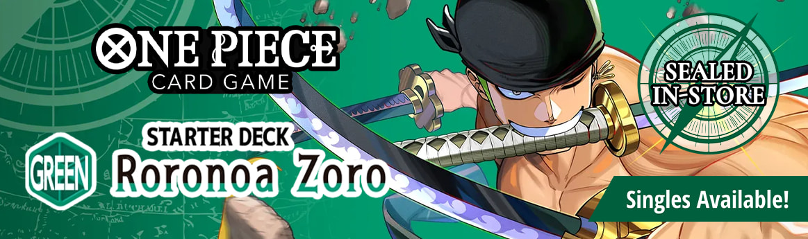 One Piece Card Game - GREEN Roronoa Zoro Starter Deck singles available now and sealed in-stores!