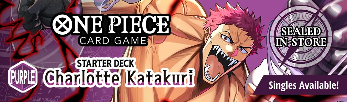 One Piece Card Game - PURPLE Charlotte Katakuri Starter Deck singles available now and sealed in-stores!