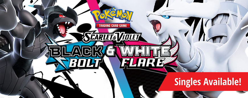 Pokemon Scarlet and Violet: Black Bolt and White Flare singles available now