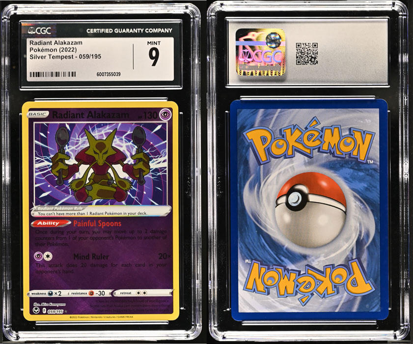 radiant alakazam pokemon card value PSA 10 #059 Silver Tempest end display Radiant Alakazam PSA GEM