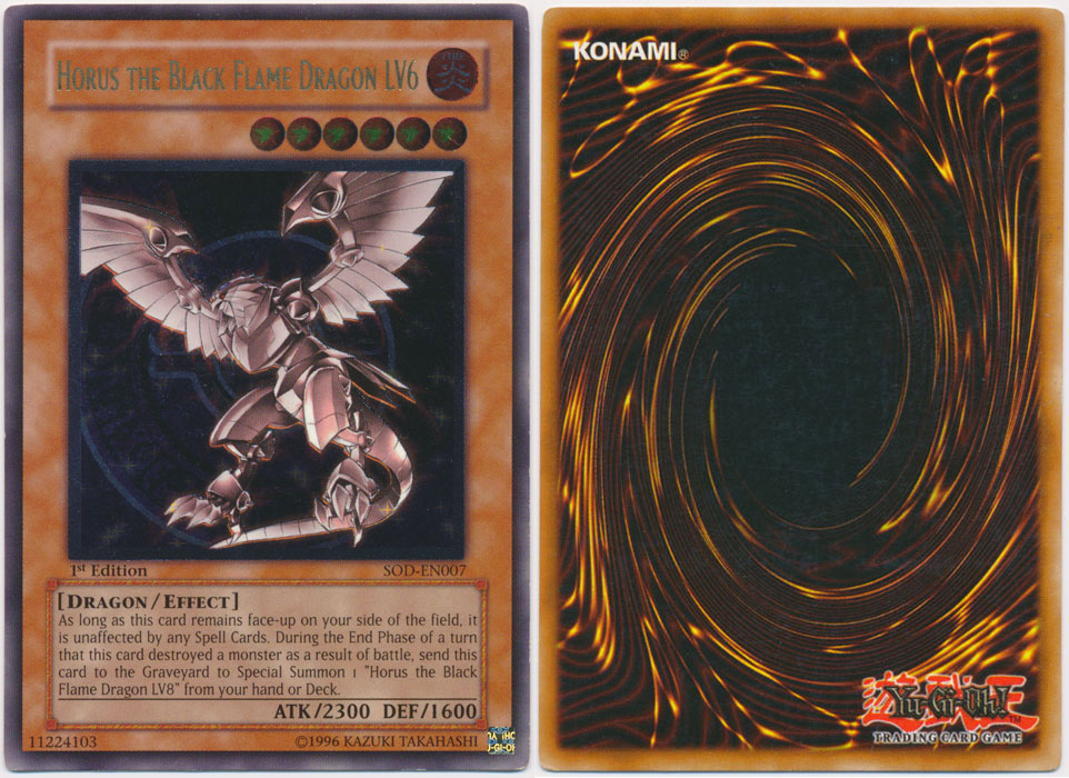 SOD-EN007 Ultimate Rare Horus the Black Flame Dragon LV6 1st Edition Yugioh  Card