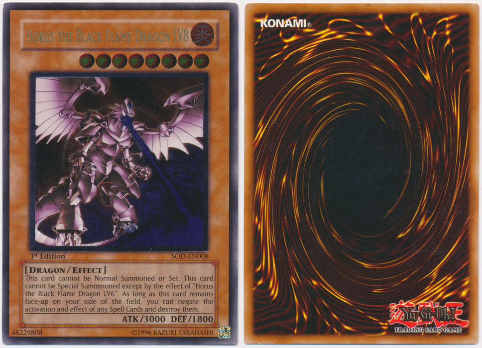 Yugioh! HP Horus the Black Flame Dragon LV8 - SOD-EN008 - Ultimate Rare -  1st Ed