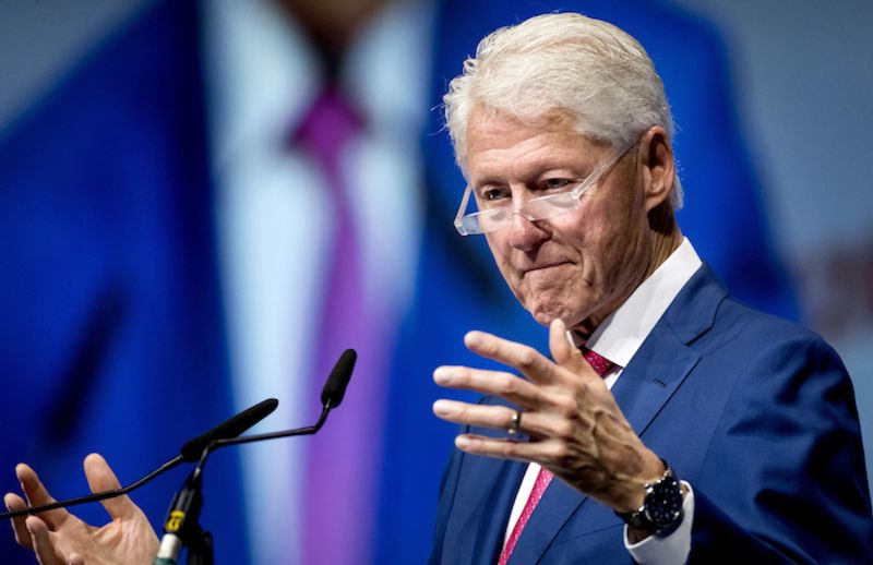 Former US President Bill Clinton speaks on the last day of the international aids conference AIDS2018 in Amsterdam on July 27, 2018. KOEN VAN WEEL/AFP/Getty Images