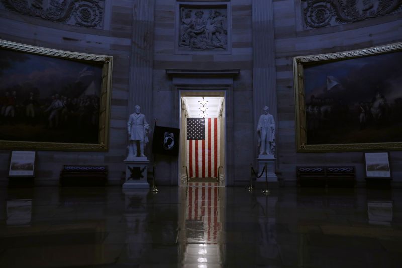 WASHINGTON, DC - MARCH 12: The Rotunda at the U.S. Capitol is empty after the last tour group has passed through March 12, 2020 on Capitol Hill in Washington, DC.