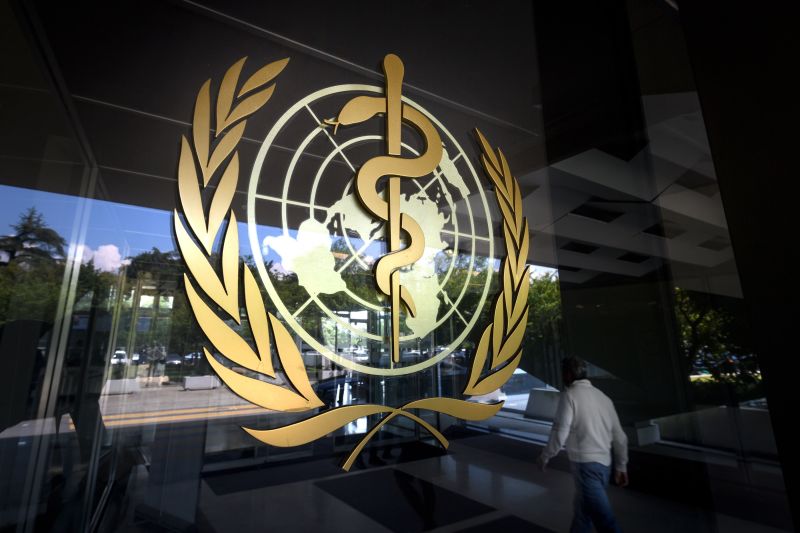 A sign of the World Health Organization (WHO) is seen at the entrance of the UN specialised agency's headquarters on May 18, 2018 in Geneva.